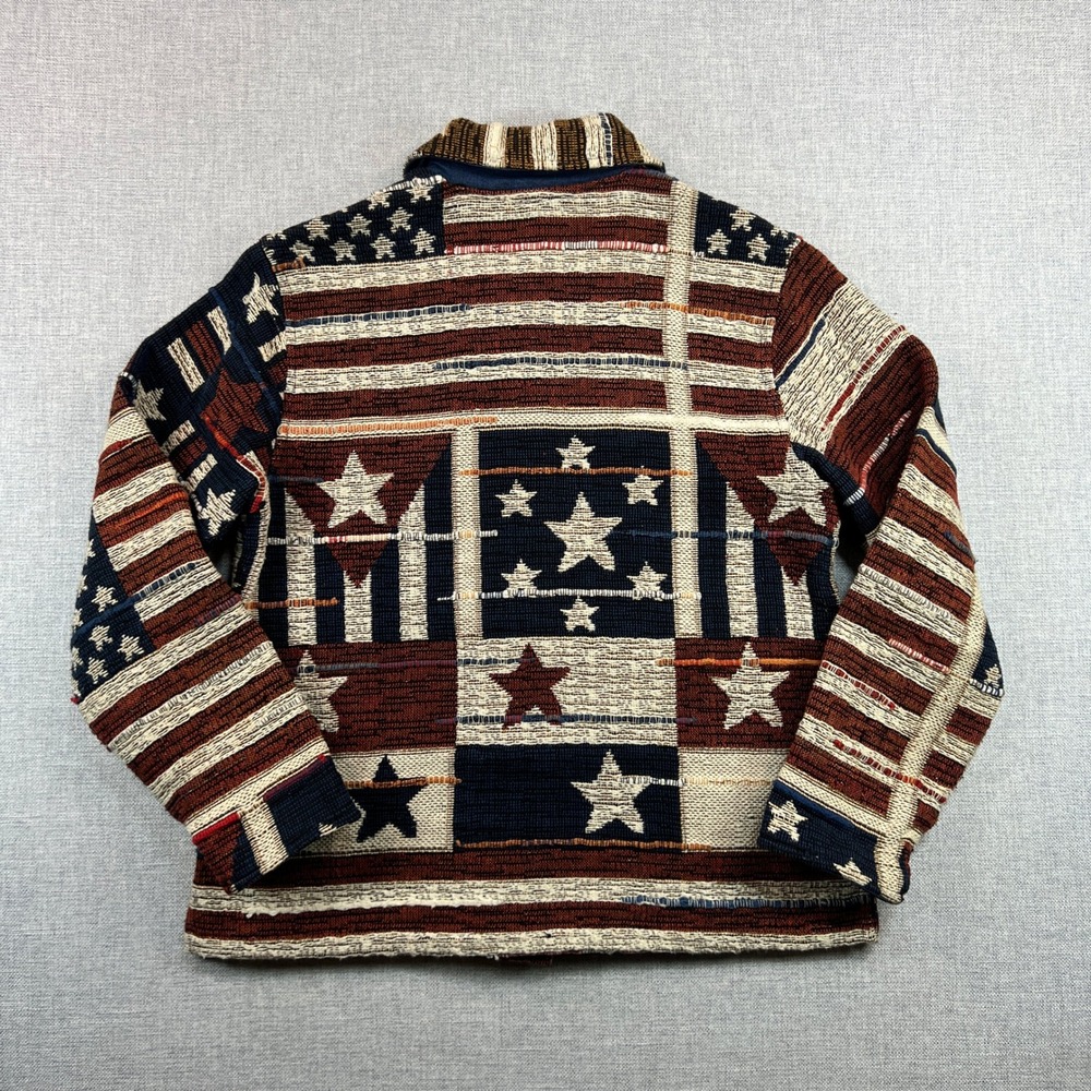 Vintage Coldwater Creek Americana USA Tapestry Jacket Women S Stars Stripes - Picture 4 of 8